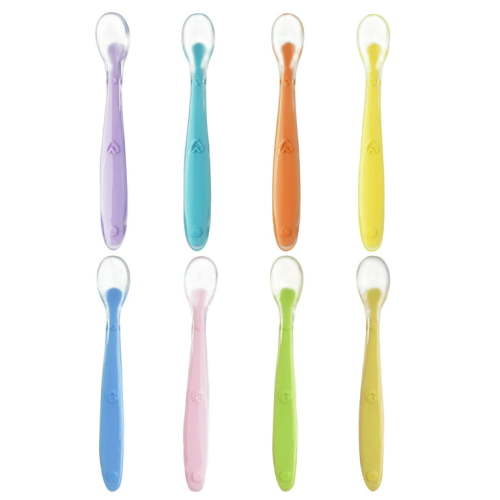 DUALFERV Glossy Solid Color Silicone Spoon with Smooth Plastic Handles (3 Count)