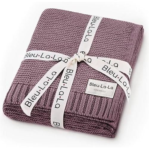 Heritage Knit Organic Cotton Receiving Swaddle Blanket for Girls - 100% Luxury Organic Cotton Knit Warm Cozy Crib Quilt Swaddle Blanket for Newborns Infants Babies & Toddlers (0-2Yrs - Sugar Plum)
