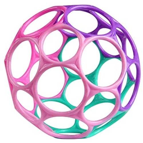 Bright Starts Oball Classic Easy-Grasp Toy - Pink/Purple, Ages Newborn+