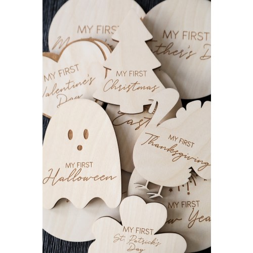 Wooden Baby's First Holiday Milestone Discs: Photo Prop Set