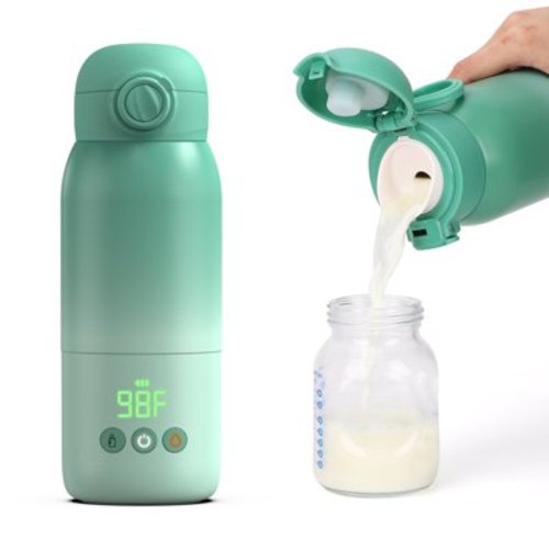 Minikid Portable Bottle Warmer for Travel, Dual Heating Modes for Breast Milk and Water,12 OZ Portable Milk Warmer,Green