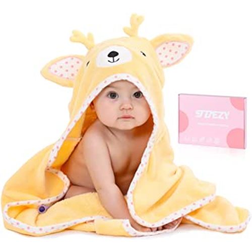 Baby Hooded Towel with Unique Animal Design Ultra Soft Thick Cotton Bath Towel for Newborn (Fawn)