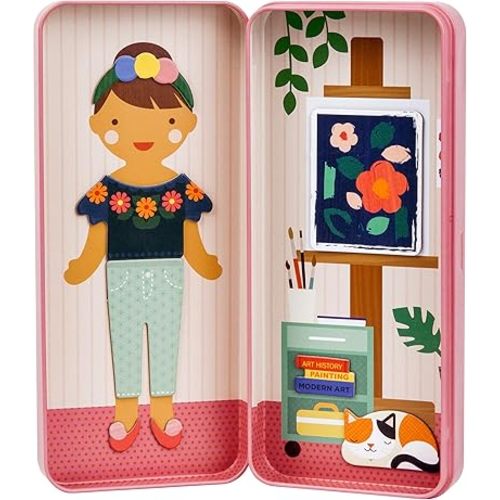 Petit Collage Shine Bright Studio Dress Up Game - Magnetic Board with Mix & Match Pieces, Ideal for Ages 3+, Includes 2 Scenes & 25 Creative Pieces
