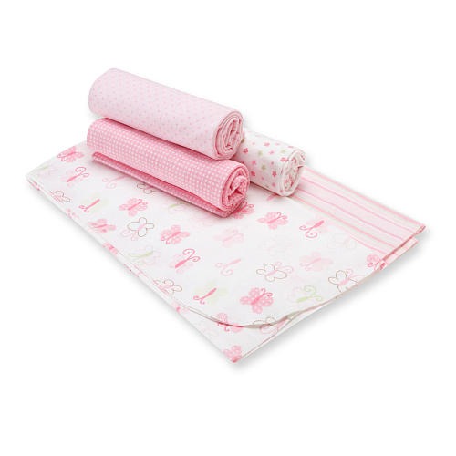 Gerber Safari 5-Pack Flannel Receiving Blankets - Pink