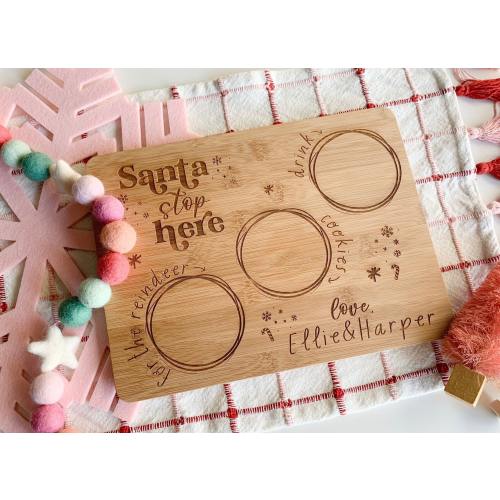 Santa Cookie Tray Santa Tray Santa Stop Here Tray Holiday Cutting Board
