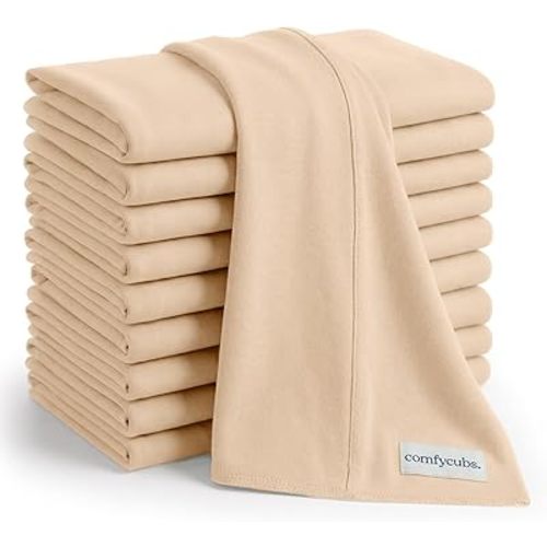 Comfy Cubs Baby Burp Cloths Set (Pack of 10) - Large, 6-Layer, Ultra Absorbent 100% Cotton for Infant Spit-Up, Drool, and Messes - Soft, Gentle, Thoughtful New Born Baby Gifts, Cream