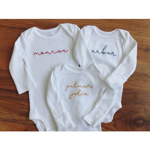 Embroidered Baby Name Onesie®- Custom Color Name Shirt- Personalized Toddler Tee- Pregnancy Announcement Bodysuit