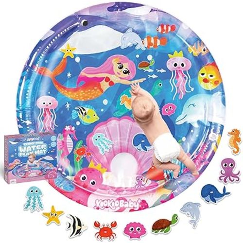 Water Tummy Time Mat for Baby - 40"x40" Large Premium Tummy Time Toys for Baby Boy or Baby Girl, Infant Water Mat for Above 3 Month, Water Play Mat for Baby, Sensory Play Mat (Pink Mermaid)