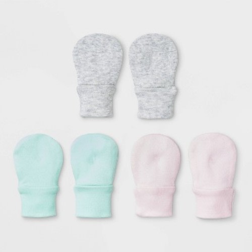 Baby Girls' 3pk Basic Mittens - Cloud Island™ Pink/Gray/Mint