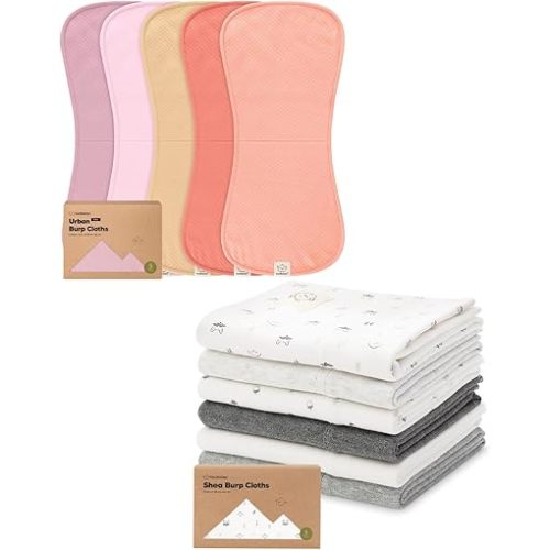Keababies 5-Pack Burp Cloths Baby Girl, Boy and 6-Pack Baby Burp Cloths for Baby Boys and Girls - Extra Large & Absorbent Baby Burp Cloths - Large Baby Burp Cloths, Burping Cloths for Babies
