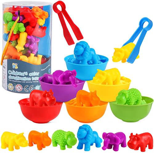 USATDD Counting Animal Toys Color Matching Games Preschool Learning Activities Sorting Stacking Toys Math Couting Educational Sensory Montessori Toy for Toddlers Kids Ages 3 4 5