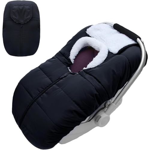 Fairy Baby Winter Car Seat Cover for Babies Carseat– Waterproof, Warm Car Seat Cover Baby – Universal Winter Cover for Back Seat, Infant Car Seat & Baby Carseat(Black)