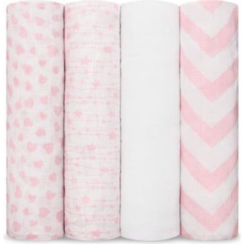 Muslin Swaddle Blankets, 4 Pack