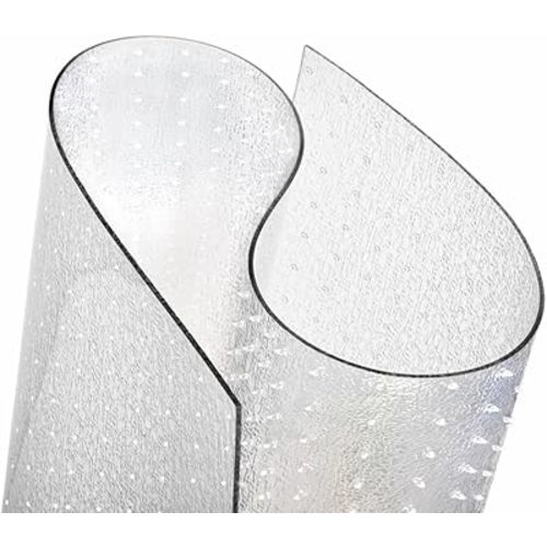 Clear Carpet Runner, USA Made, Safe, 24 x 36 Inch, 2mm Thick Cleated Vinyl, Clear Floor Runner Roll for Carpet Protection, Plastic Area Rug for Doorway Floor