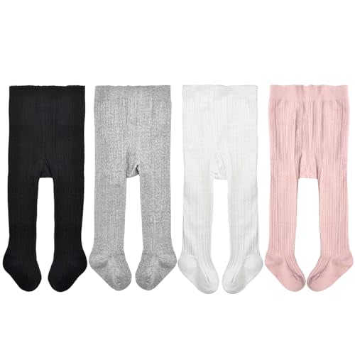 EPEIUS Baby Girls Tights Cable Knit Leggings Stockings Cotton Pantyhose for Newborn Infants Toddlers 3/6 Pack