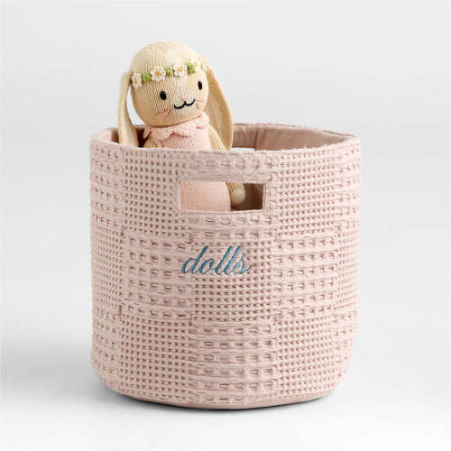 Nella Lilac Rose Organic Cotton Shelf Storage Bin with Handles