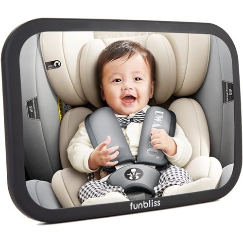 Baby Car Mirror Safely Monitor Infant Child in Rear Facing Car Seat,Car Mirror Baby Rear Facing Seat,No Assembly Required, Safer,Best Newborn Car Seat Accessories, Shatterproof - BLACK