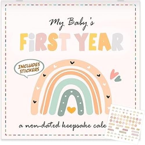 Boho Rainbow Baby's First Year Calendar with Stickers Boho 1st Year Tracker First Year Book Baby First Year Milestones Newborn Baby Memory Calendar Keepsake for Baby Girl or Boy
