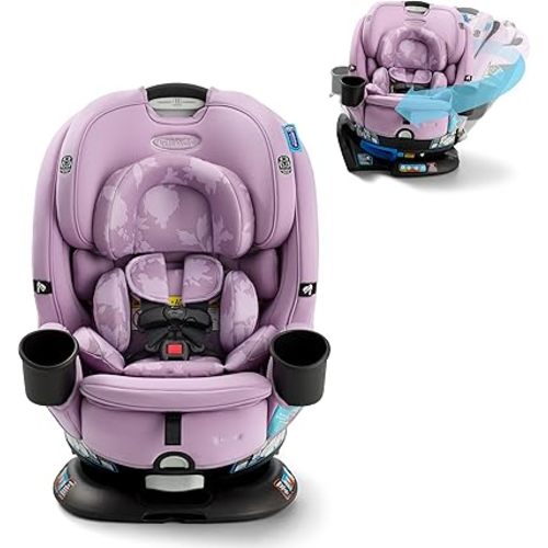 Graco Turn2Me 3-in-1 Rotating Car Seat, Rear Facing, Forward Facing Car Seat, High Back Booster, Lilac Mod
