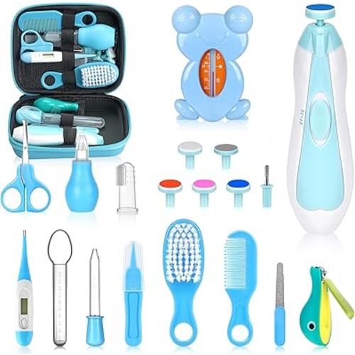 Baby Healthcare and Grooming Kit, Portable Baby Safety Care Set, Baby Essentials kit for Newborn (Blue 26 in 1)