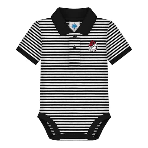 Creative Knitwear College Baby Striped Polo Bodysuit - Team Logo, Multiple Colors, for Boys & Girls (0-12 Months)