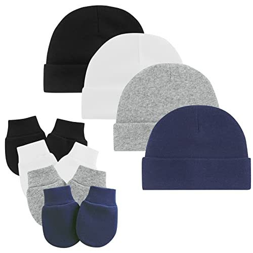 Zando Baby Hats and Mittens Unisex Infant Beanie Caps Newborn Hospital Hat with Scratch Mitten Set for Baby Boys Grils Hats