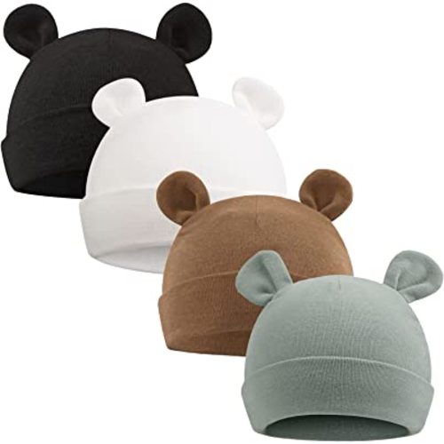 PESAAT Newborn Hospital Hat 0-12Months Preemie Boys Girls Beanie Solid Infant Baby Hats Autumn Winter