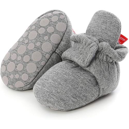 Infant Baby Boys Girls Cozy Fleece Booties Stay on Slippers Non Slip Soft Gripper Sock Shoes Toddler First Walker Newborn Crib Birthday Shower Gift