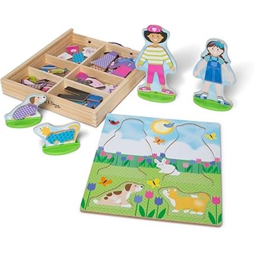 Melissa & Doug Best Friends Magnetic Dress-Up Wooden Dolls Pretend Play Set (78 pcs)