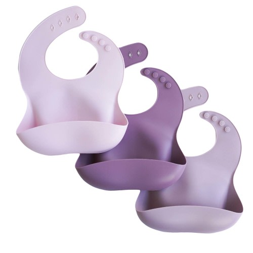 Silicone Baby Bib 3pc Set | Purple Ombre