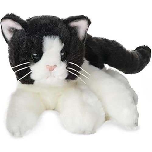 Bearington Collection Domino Cat 15 Inch Black Cat Stuffed Animal - Tuxedo Cat - Stuffed Cats That Look Real