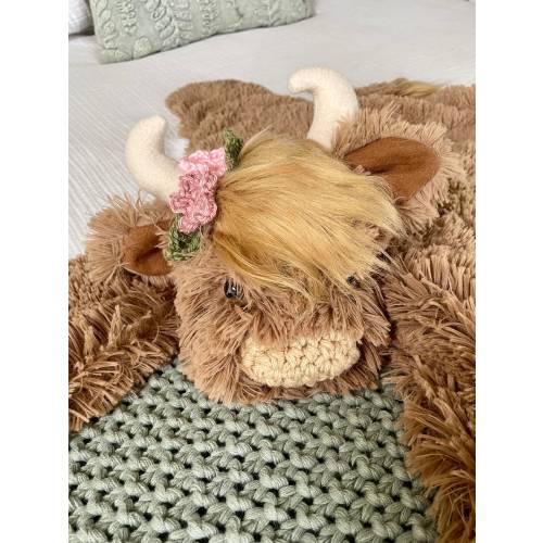Small Highland Cow Rug or Play Mat Sized - Baby Southwestern Nursery Bison Gift - Red Cow Decor - by JoJo's Bootique