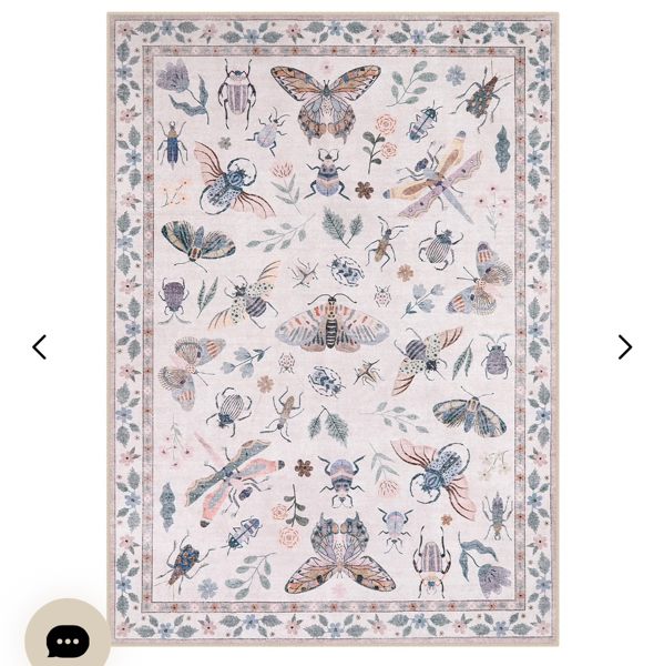 Vionnet Washable Modern Parisian Insect Light Pink Rug