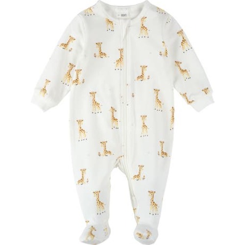 Giraffe Print Cotton One-Piece Footed Pajamas, 3M