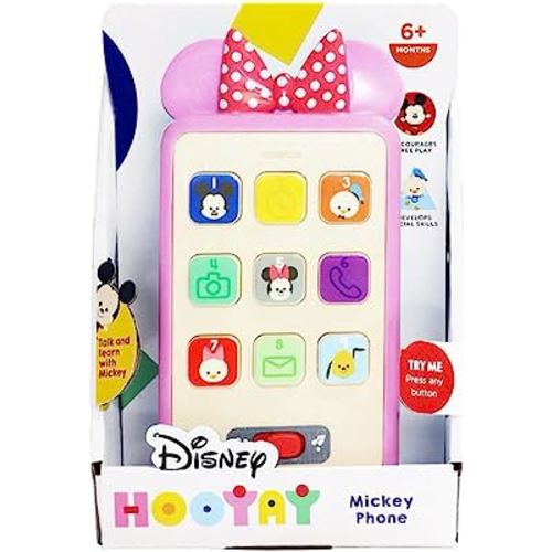Disney Hooyay Minnie Mouse Cell Phone Lights and Sounds for Learning Numbers and Shapes Voiced by Minnie, Multi (20710)
