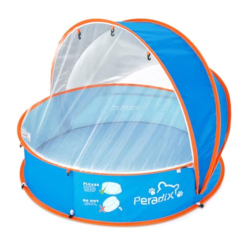 Peradix Baby Beach Tent, Paddling Pool for Kids & Pets Infant Ball Pit Tent, Toddler Wading Pool UV Sun Shelter Canopy with Mosquito Net, Portable Pop Up Tent Summer Beach Toys for Child