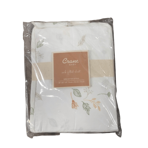 Crane Baby Crib Fitted Sheet, Dainty Leaf