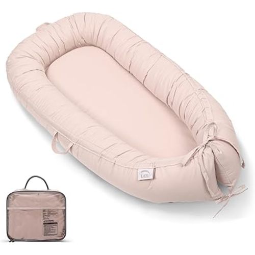 EAQ Baby Lounger, Snuggle Me Lounger, Portable Baby Nest Breathable & Soft, 100% Cotton Baby Lounger Pillow, Safe Baby Bassinet for Co-Sleeping, Nursery, Travel, Playtime