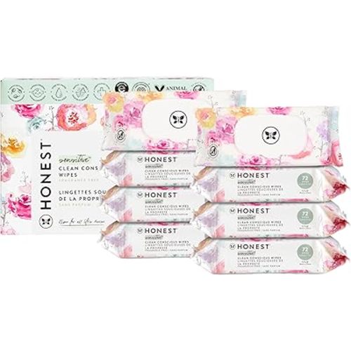 The Honest Company Clean Conscious Multi-Use Wipes | Hypoallergenic + Unscented for Sensitive Skin | Over 99% Water, Compostable, Plant Based, Baby Wipes | Rose Blossom, 576 Count