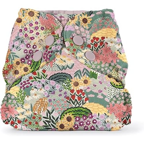 Esembly Cloth Diaper Outer, Swim and Waterproof Cloth Diaper Cover, Leak-Proof and Breathable Layer, Reusable with Snap Closure - Size 2 (18-35lbs), Botanic Garden