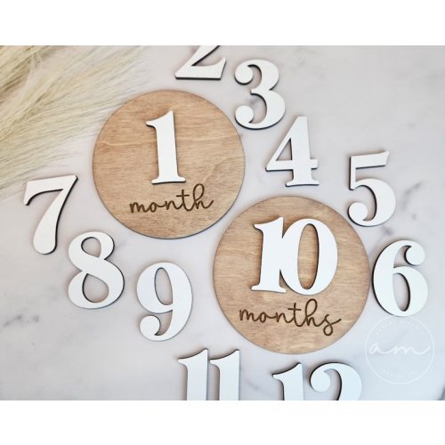 Baby Monthly Milestone Markers | Wooden | Boho | Baby Photos | Gift | Milestone Disks | Signs | Hello World | Baby Shower | Milestone Cards