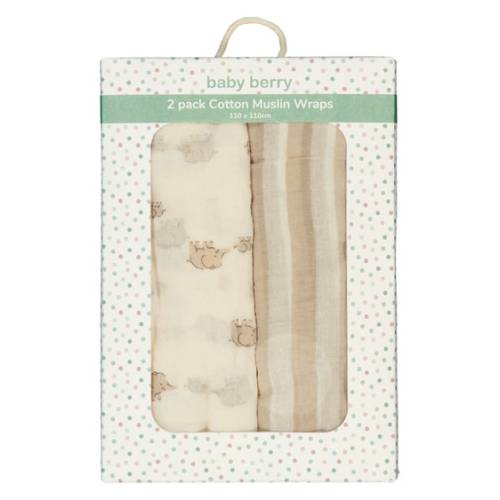 Off White Baby 2Pk 100 Cotton Muslin Wraps | Best&Less™ Online