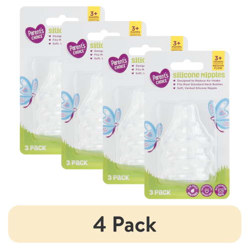 (4 pack) Parent's Choice Medium Flow Bottle Nipples, 3 Count