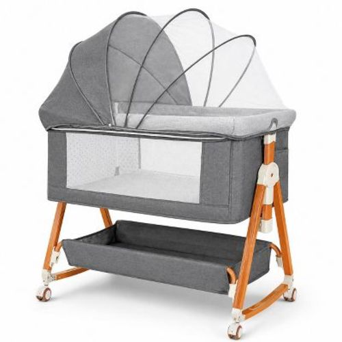 Baby Bassinet Bedside Sleeper, Portable 3-in-1 Design,Grey