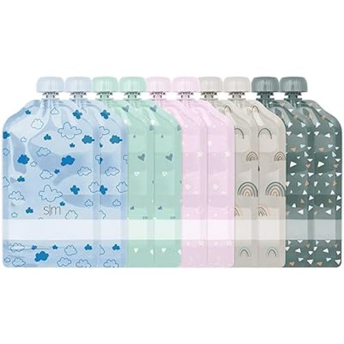 Simple Modern Reusable Baby Food Pouches for Toddlers | BPA Free Plastic, Food Safe, Freezer Safe | Refillable for Applesauce Yogurt & Puree Squeeze Pouch | 10 pack | 5oz | Assorted