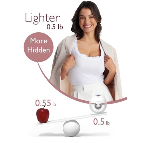 Momcozy M5 Hands-Free Wearable Breast Pump, Double-Sealed Flange for Baby-Like Comfort, 3 Modes & 9 Suction Levels, Portable Electric Pump – 24mm, 2-Pack Lilac