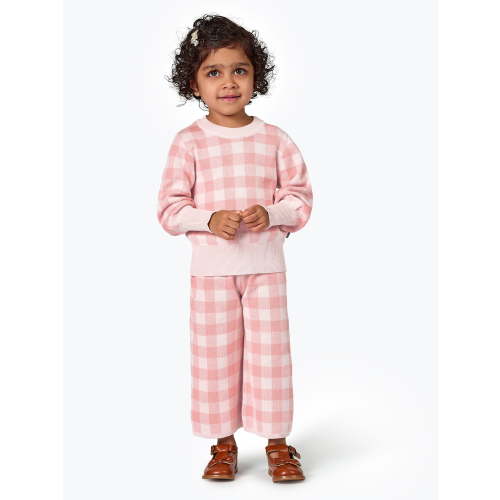 Modern Moments by Gerber Toddler Girl Jacquard Sweater Knit with Wide Leg Pant Set, Sizes 12M-5T