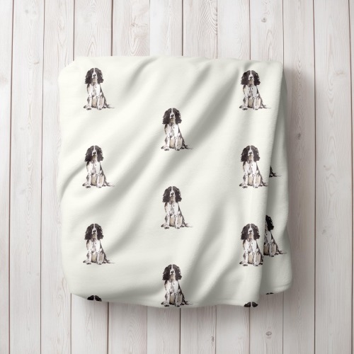 Watercolor English Springer Spaniel Minky Fleece Blanket Black and White English Springer Spaniel Baby Blanket Dog Lover Gift