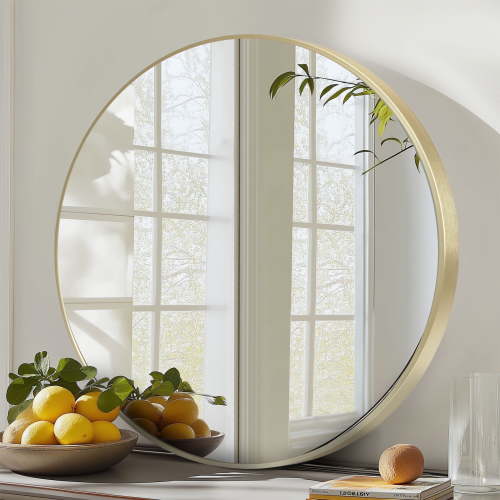 EDX 24"Wall Round Mirror, Bring a Touch of Sophistication to Our Living Space, Gold