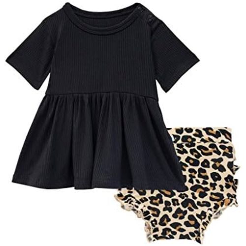 Posh Peanut Two Piece Set - Short Sleeve Peplum Top & Shorts Set - Breathable Viscose from Bamboo Baby Girl Outfits